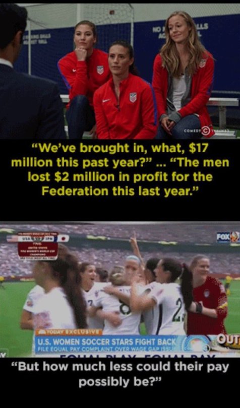 beautyisopinion:  theblossominglily: mremaknu:  licensetomurse:  greek-god-of-hair:  feminismfuckyeah:  The soccer gender pay gap is ridiculous   Assume I’m dead and rotting when this isn’t reblogged from my dash.   Update from April 2017:  Source: