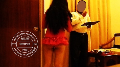 And she teases the room service guy. 2 camera angles. Hope you like the pics.