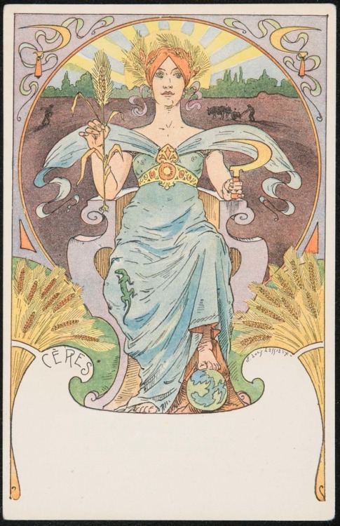 heaveninawildflower:Art Nouveau postcards by Ernest Louis Lessieux (French, 1848–1925).1) Cere