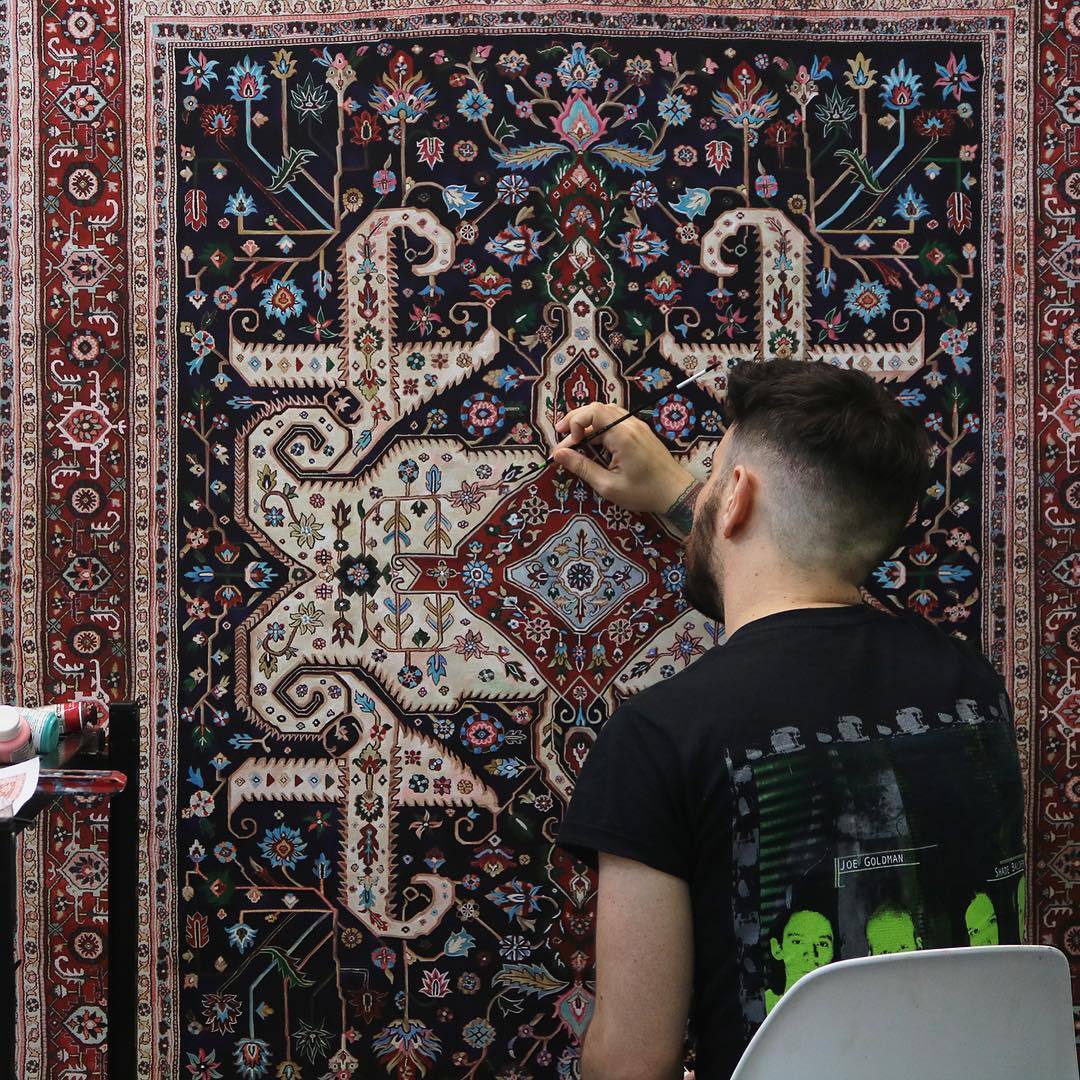 crossconnectmag:  Hand-Painted Carpets by Jason Seife Reinventing his favorite eras