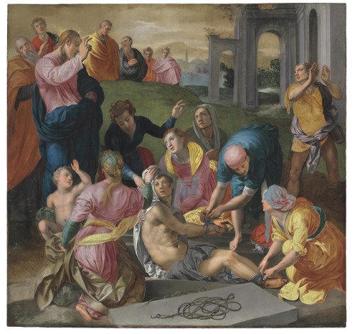 Mirabello Cavalori, The Raising of Lazarus, 1560. Oil on panel, 112.3 x 115.5 cm. Private collection