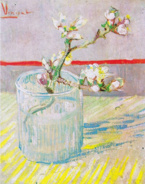 Blossoming Almond Branch in a Glass by Vincent van Gogh, 1888.