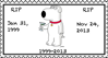a stamp with a low resolution image of brian griffin in the center. text to the left of him says 'RIP Dec 31st 1999' for his birth date, and to the right it says 'RIP Nov 24th 2013' for his death date.