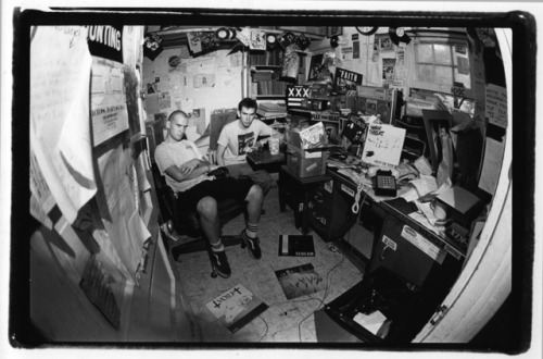 Ian MacKaye and Jeff Nelson in the original Dischord Records office in Dischord House, photo by Glen