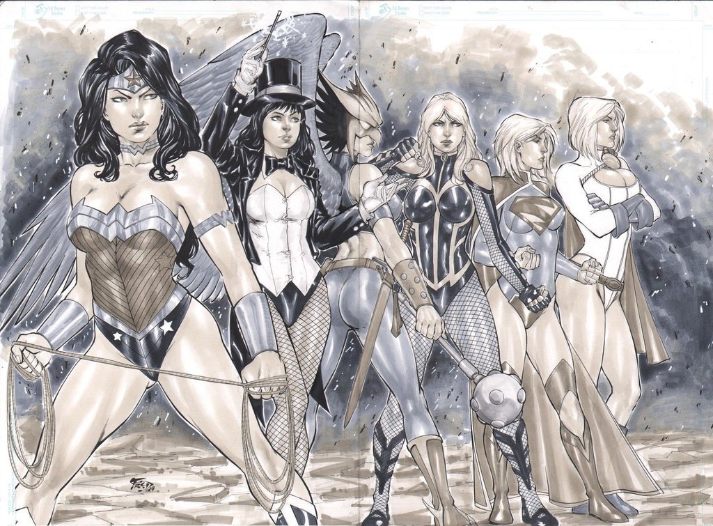 lordtimeblogposts: Marvel Girl vs Dc Girl Art by Fred Benes 