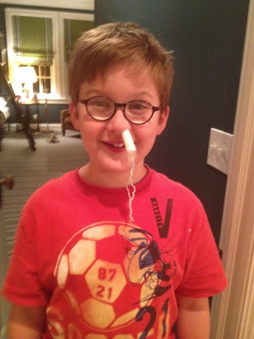 mollyalice:  mollyalice:  mollyalice:  MY LITTLE BROTHER GOT A NOSEBLEED SO I GAVE HIM A TAMPON TO PUT IN HIS NOSE BUT I DIDN’T TELL HIM IT WAS A TAMPON BECAUSE THEN HE WOULDN’T USE IT AND NOW HE’S SO PROUD OF HIS “NOSE PLUG” I’M PEEING IM