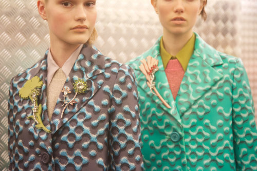 Backstage Prada F/W ‘15 photographed by Virginia Arcaro and Alfredo Piola for D