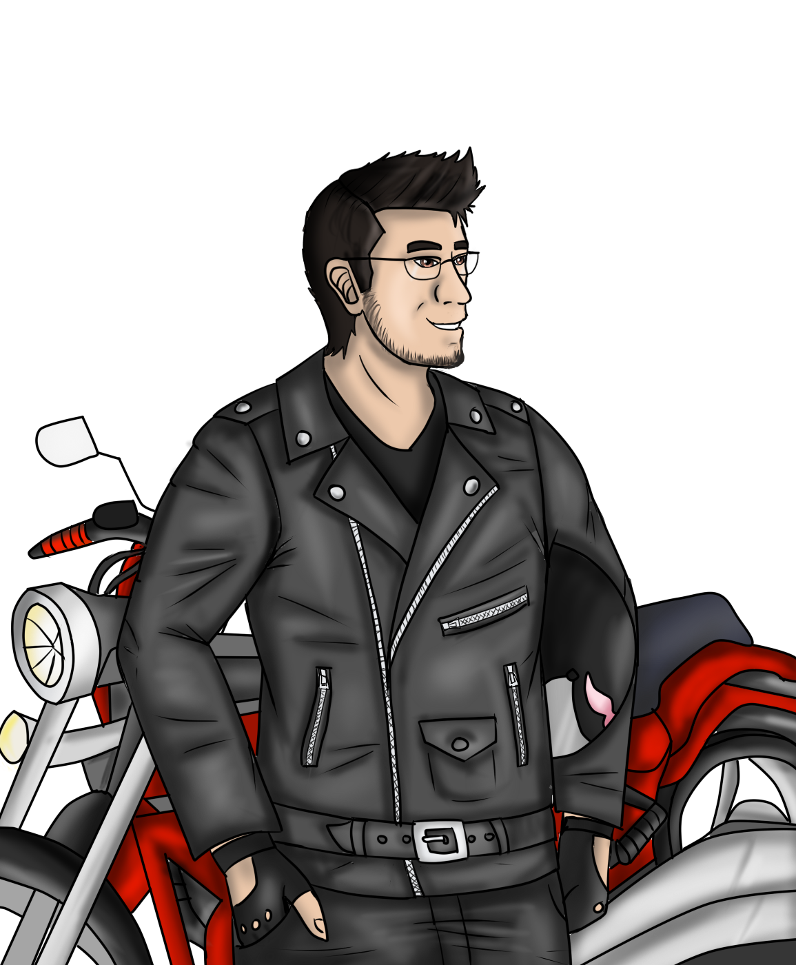 (Slightly inspired off of this)
Because I said I’d do it and because merkiplier prompted me to do it so I did
SO HERE’S MARK IN FULL LEATHER WITH A MOTORCYCLE How the fuck do you draw motorcycles I just
Also if I did it right this thing should be...