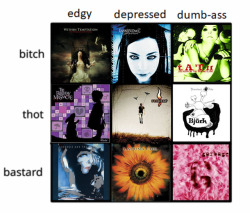 vampireapologist:  bumbleshark: here’s the grunge/goth girl chart im sure yallve been waiting for  EDGY BITCH!!!!!! 