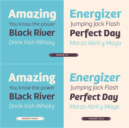 Mariné - A Sans Font with Humanistic Strokes Type designer Martin Sommaruga has created the Mariné font family in 2014 (Publisher: TipoType).
Buy the Mariné font family on MyFonts.com
More about the Mariné font family from TipoType on WE AND THE...