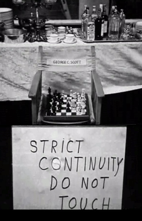 ziggyradiobear:  On the set of Dr Strangelove. Kubrick’s an avid chess player. 