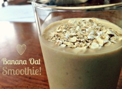 sarahhalexandra:  Another original of mine! ♥ The Banana Oat Smoothie! With it’s creamy oat consistency and the delicious taste of sweetness- this is a perfect breakfast blend! Not to mention- super filling, and super healthy! Original Recipe - Banana