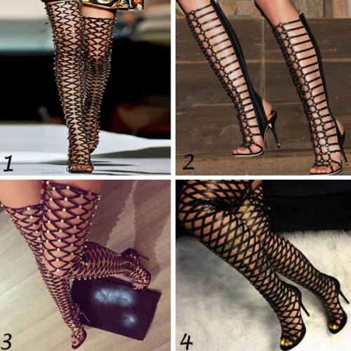 ideservenewshoesblog: Cut Out Over Knee High Gladiator Sandals