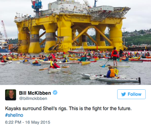 micdotcom:  Awesome photos show the “Shell No” kayak protest in Seattle this weekend This Saturday, hundreds of environmental activists turned out in Seattle to celebrate a day-long festival called the “Paddle in Seattle” and protest Royal Dutch