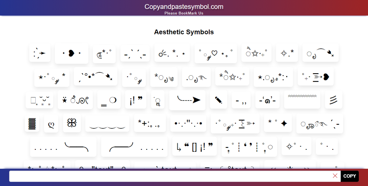 Get Aesthetic Symbols Copy And Paste
*ੈ✩‧₊˚.ೃ࿐*ೃ༄·˚ ༘ˏˋ°•*⁀➷⋆·˚ ༘ *ೃ⁀➷✧.*ੈ✩‧₊˚˚ ༘♡ ⋆｡˚☄. *. ⋆˗ˏˋ ´ˎ˗༊*·˚・❥・-‘๑’– ,,ׂׂૢ╰┈➤: ̗̀➛