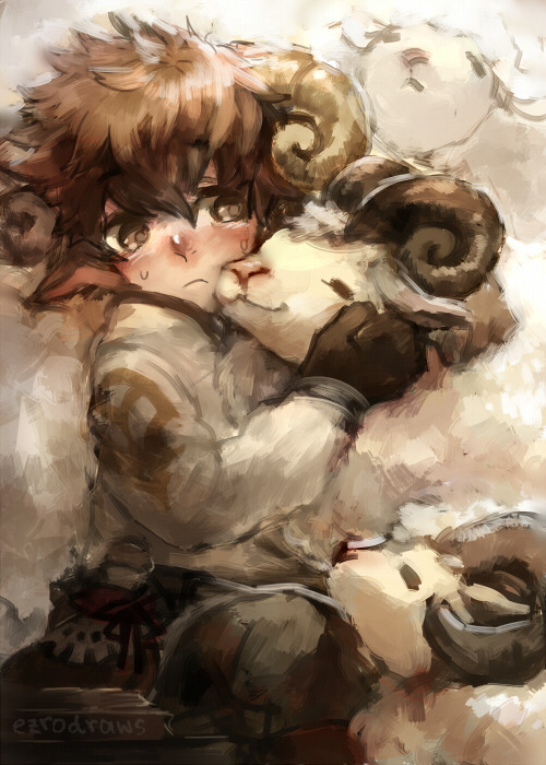 ezrodraws:  Tiz looks so fluffy and comfy just like a sheep I wanna pet his hair