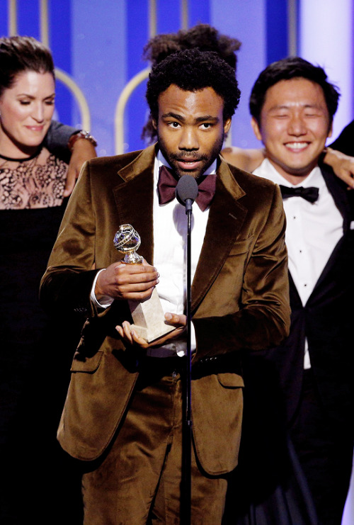 celebsofcolor: Donald Glover accepts the award for Best Television Series - Musical or Comedy for th