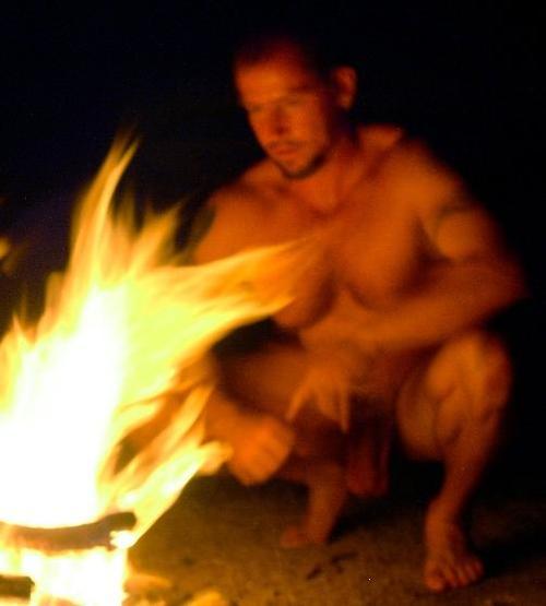 campingmen:  Love the warm glow of the campfire in these pics. http://campingmen.tumblr.com/ 