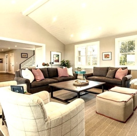 Family Room In San FranciscoExample Of A Large Farmhouse Enclosed Family Room Design With Gray Walls