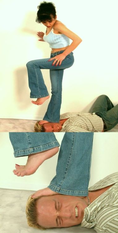 Turkish girl humiliates and tramples a Blond!Role-playing game: barefoot poses
