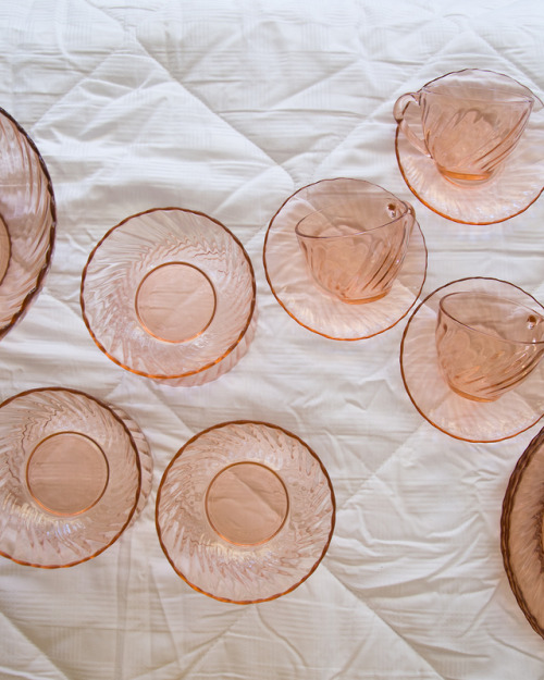 Set of Arcoroc Rosaline Swirl Pink Dishes