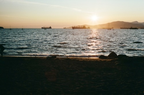 Portrait of my roommate at sunset, Kits beach.