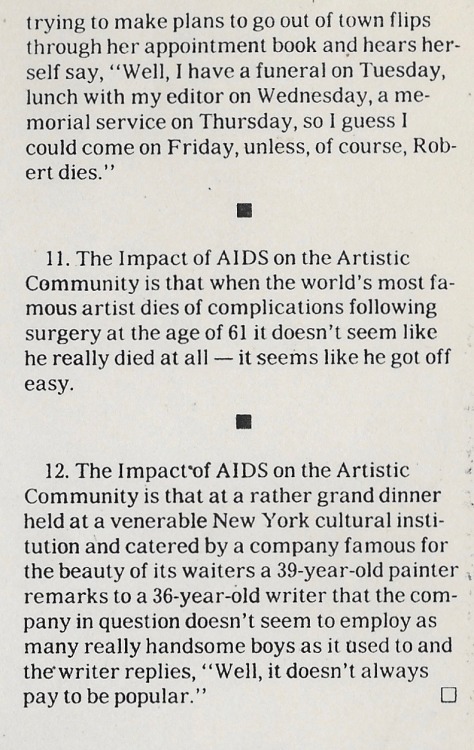 geekerypeekery:notquitelostnotquitefound:sgeoffa:The Impact of Aids on the Artistic CommunitySeptemb