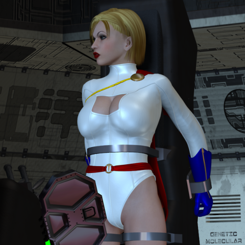 Some more 3D Poser art of me as Power Girl, as I’m now fully strapped into the scan grid and being q