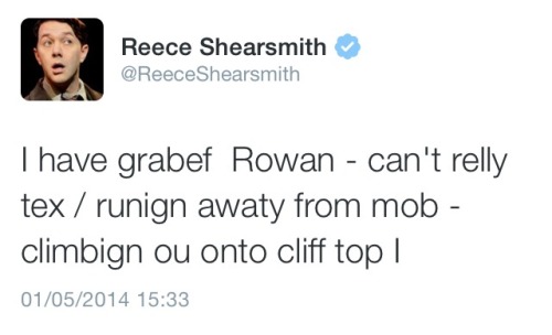 shearsmith:Reece re-enacts The Wicker Man on Twitter. [x]