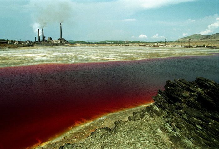 architectureofdoom:  A polluted lake near the  Karabashmed Copper Plant  