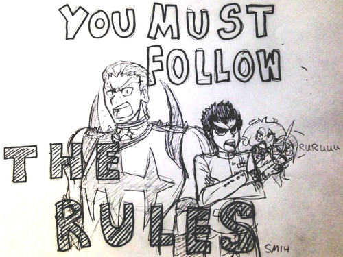 varietybread: FOLLOW THE RULES, BE TRUE TO YOUR SCHOOL. Or some shit like that I drew this and poste