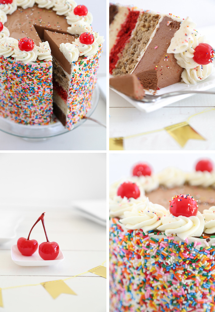 foodiebliss:  Ultimate Sampler CakeSource: Sprinkle Bakes  Where the food lovers