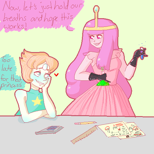 pommy-art:  Pearl’s thirst for pink royalty is real yo(sorry not sorry) 