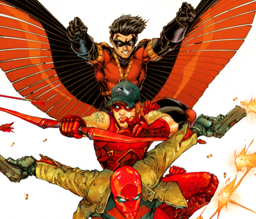 batcheeks:  Maybe Red Robin, Red Hood and Red Arrow should team up and form the Merry Outcasts, the Lobdell Boys, or Red and Bad.