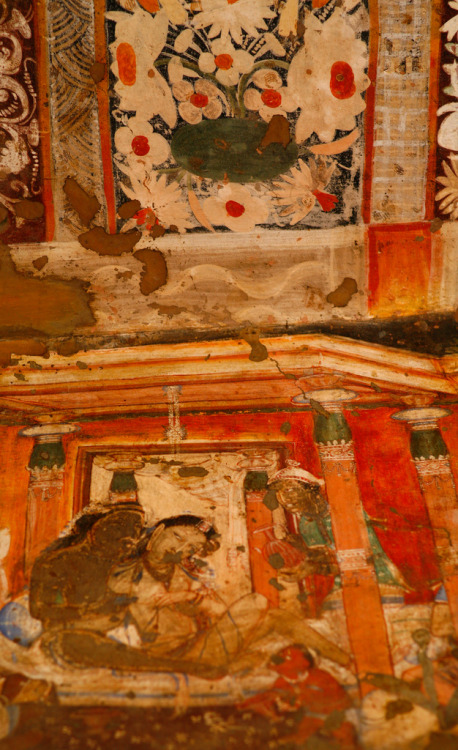 Paintings from the Ajanta Caves, India, dating from about the 2nd century BC to the 6th century AD. 