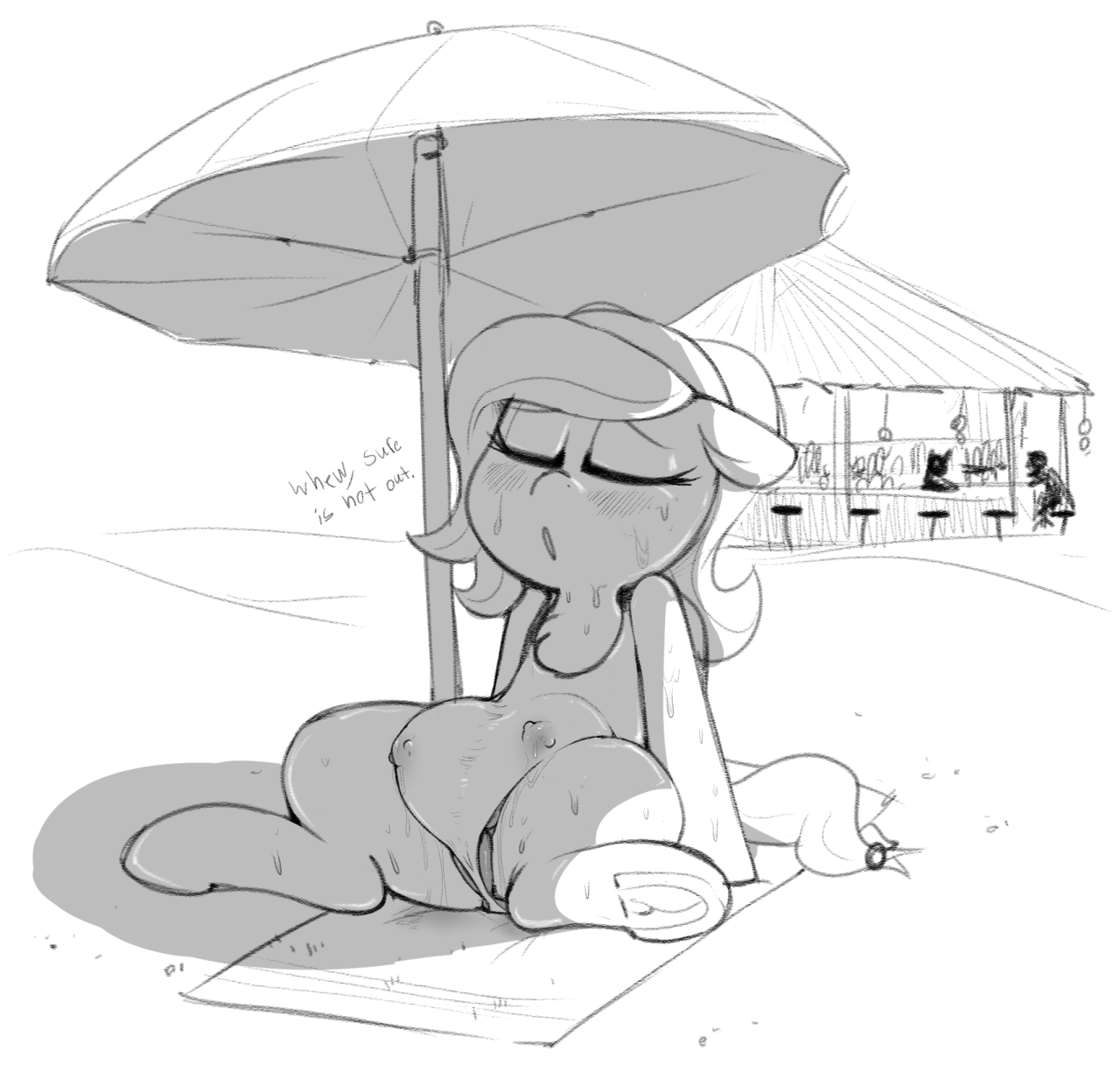 drew a friend’s oc in the hot summer heat. Summer fun at the beach is all well