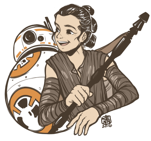 thekeythief: First drawing of 2016 of course it’s gotta be Rey (*˘︶˘*).｡.:*♡