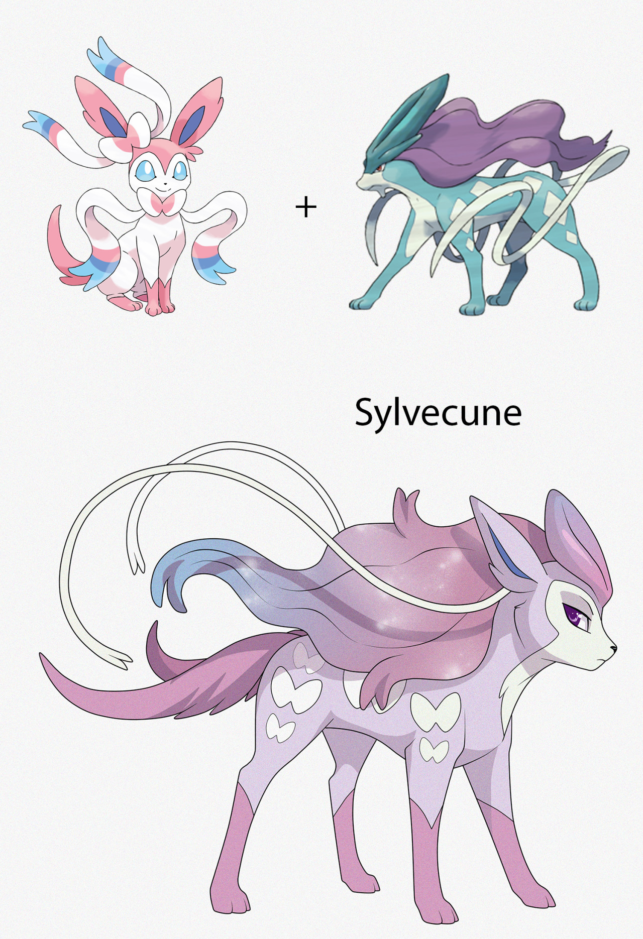 sugarcuppony:    always wanted to do a fusion  with suicune. figured that sylveon