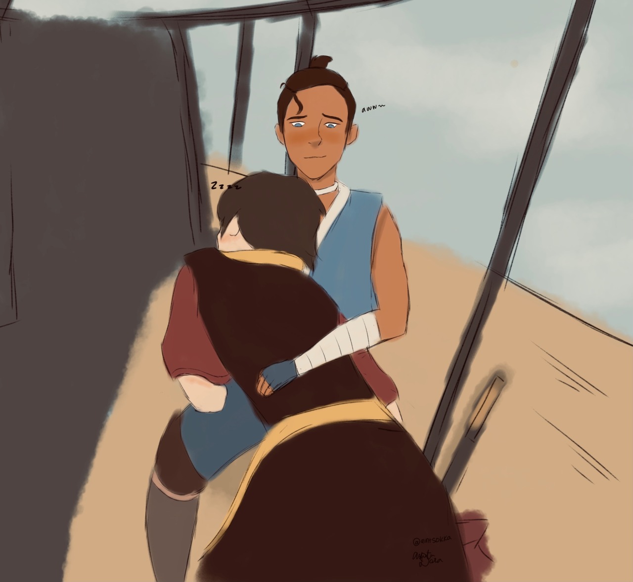 zukkaklance-deactivated20220603:Zuko was standing THE WHOLE TIME in the original episode. Was he not tired or something?????? Well I imagined the scene to go a little something like this