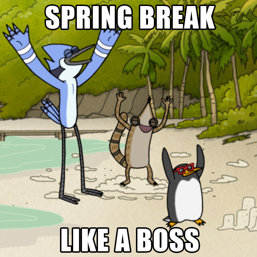 No matter where you Spring Break, do it like a boss. #springbreak #Mordecai #Rigby