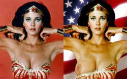 starprivate:  Wonder Woman does nip slip (Lynda Carter)  A wonder wardrobe malfunction!
