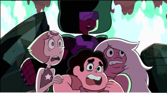 ahunkahunkaburninlove:  These shots here?  These happen when Lapis pops out of the rubble of the crash, and when Jasper is trying to convince Lapis to fuse… And when she agrees to fuse with Jasper… Now, compare those shots to how the Gems were when