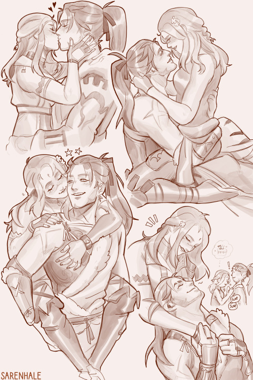 sarenhale: Couple sketchpage commission for @windup-dragoon of Kiri and Hien!! This was my