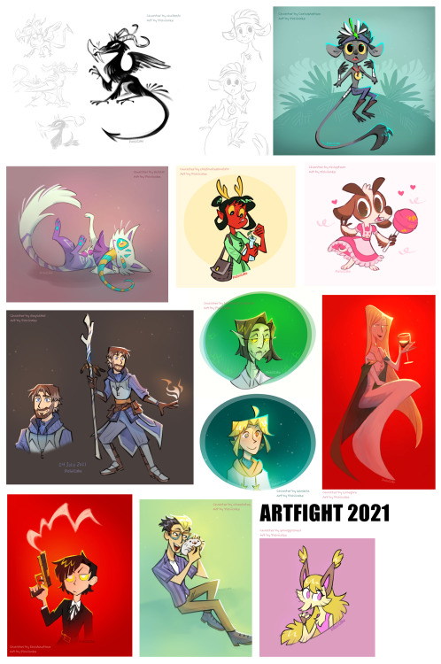 Dump of my ArtFight attacks for 2021. Credits:  chalkrub CorvusAstrum RoyvdHel Khrysteen obstinateRi