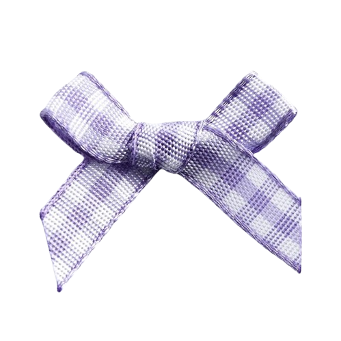 transparent image of a small light purple gingham ribbon bow
