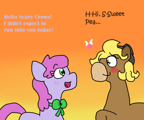 ask-scarycrows:“O-oh, hello Snew Pea.  Things… okay?” (Going for Gold pt 2 featuring @ask-snewpea‘s Sisterly Duo.)x3
