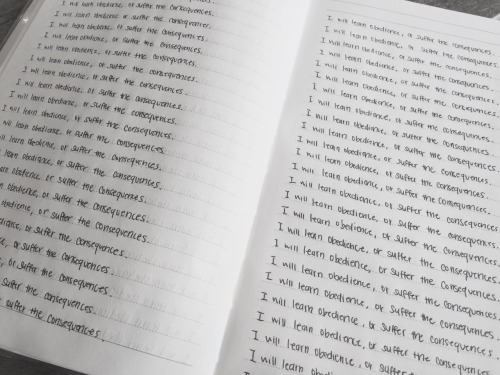 I hate writing lines. I hate them even more when Daddy makes me sit at a table and do them while we&