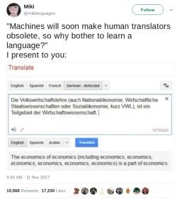 allthingslinguistic:  The best machine translation fail I’ve seen in quite a while. (source)