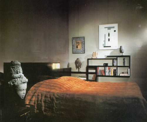 In the Master Bedroom, the modern spirit is represented artistically in a Tutundjian collage and a l