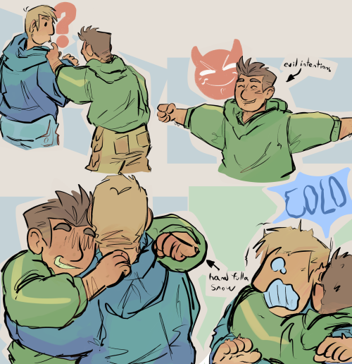 When Your Far Less Touchy Brother Suddenly Asks For A Hug Just To Drop Snow Down Your Jacket